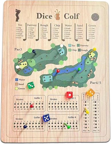 Aderpmin Golf Dice Game,A Golf Dice Board Game,Wood Tabletop Golf Dice Game,Fun Challenging Golf Dice Game,Portable Fun Game for Home, Travel Game,Great Gift for Golfers, Friends & Kids (B) von Aderpmin