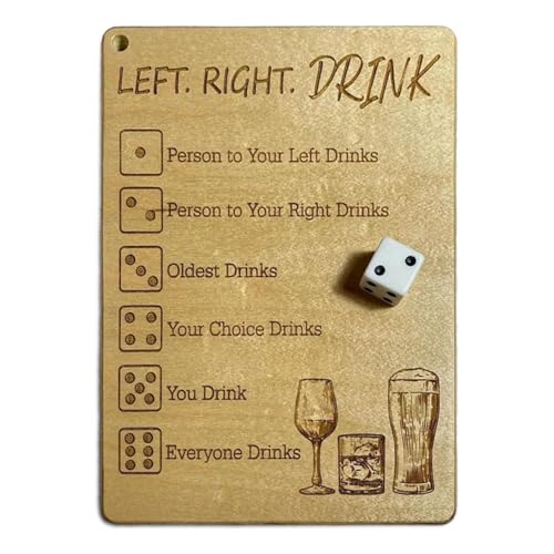 Left Right Drink Drinking Game - Adult Drinking Game Left Right Center, Fun Dice Plates and Dice Bags, Party Drinking Bar Dice Game, Funny Social and Interactive Board Game for Adults von Aderpmin