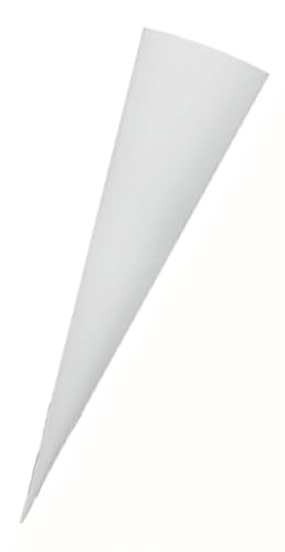 Adina Bastelschultüte Schultüten - Rohling weiß, 35cm rund ohne Verschluss, Stabiler Karton (Weiss 35cm, 1) von Adina