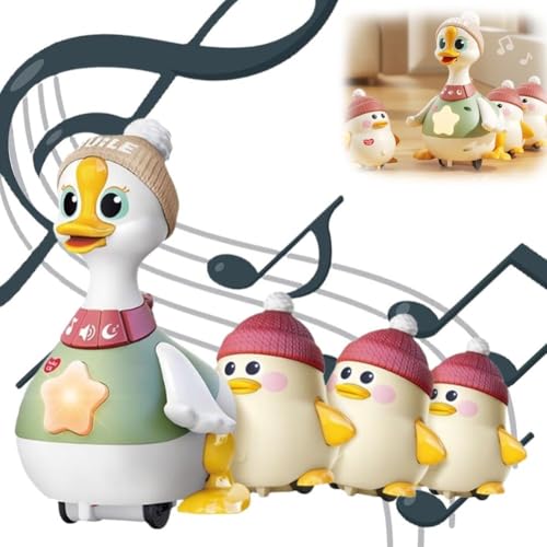 Adius Tummy Time Duck Family Toy, Duck Tummy Time Toys,Duck Family Toy with Musi Light, Interactive Walking Sensory Toy, Swinging Ducks Tummy Time Toys (1 Big Goose+3 Little Geese) von Adius