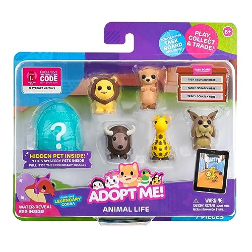 Adopt Me! AME0018-6er Figuren Pack - Tierwelt, offizielles Figurenset mit Spielcode von Adopt Me!