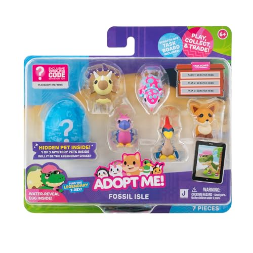 Adopt Me! AME0063-6er Figuren Pack - Fossil Insel, offizielles Figurenset mit Spielcode von Adopt Me!