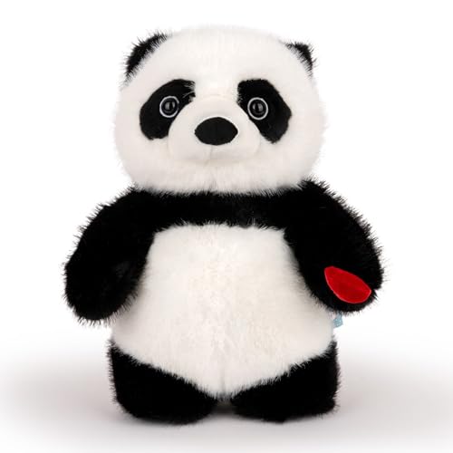 Panda Stofftier 30 cm Tier Stofftier Panda Bär Plüsch Niedlich Stuff Panda mit Herz Weich Gefüllte Panda Plüschtiere Schwarz Panda Bär Plüsch Geburtstag Plüsch Geschenke für Jungen Kinder Mädchen von Adorlynetty