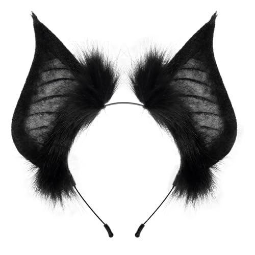 Adsfvs Fledermausohren Stirnband,Schwarzes Halloween Stirnband - Fledermausohren Gothic Haarreif | Schwarzes Haar-Accessoire, ausgefallene Cosplay-Kopfbedeckung für Bühnenshow, Foto-Requisiten von Adsfvs