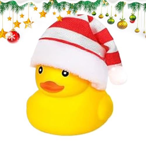 Adsfvs Gummi-Enten-Spielzeug, Enten für Kinder - Süßes Entenspielzeug mit Weihnachtsmütze,5,5 cm großes, tragbares Badeparty-Spielzeug, lustige schwimmende Quietsche-Enten in der Badewanne für von Adsfvs