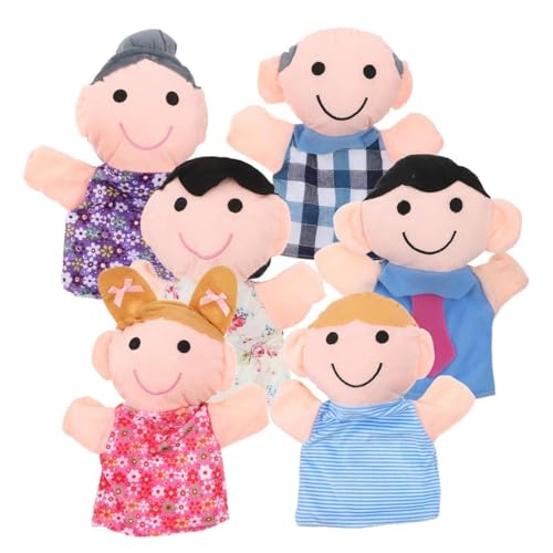 Adsfvs Handpuppen für Erwachsene, Kinderpuppen,6X Plüsch-Cartoon-Familienmitglieder-Puppen für Kinder | Weiche Rollenspielfiguren, niedliche Theater-Requisiten, interaktives Geschichtenerzählspiel für von Adsfvs