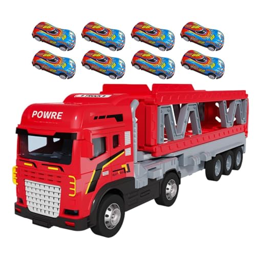 Adsfvs Katapultierende Rennstrecke, Spielzeug-Trucks mit Auswurf-Rennstrecke - Ejection Carrier Truck Rennstrecke mit 8 Autos - Metall-Transporter-Spielzeug, doppelschichtiges LKW-Spielzeug für von Adsfvs