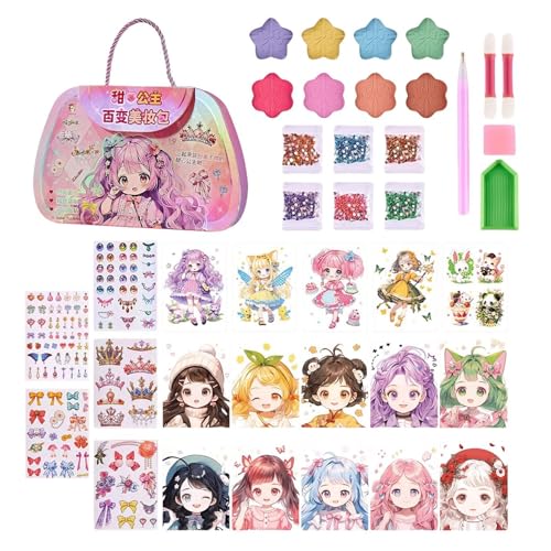 Adsfvs Papier-Make-up-Set, Play-Make-up-Set | Vielseitige Prinzessinnen-Anziehspiele, Anziehspielzeug | Novel Princess Games Makeup Book Sticker Making Kit für Kinder Mädchen von Adsfvs