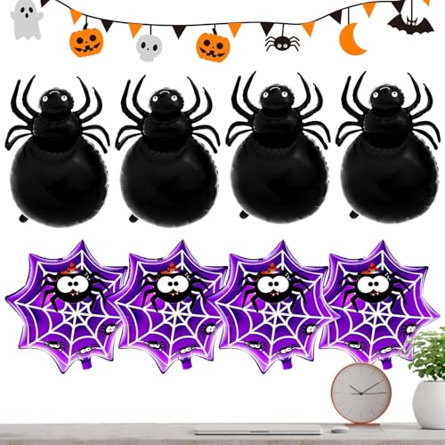 Adsfvs Spinnen-Folienballon, Spinnenballons - Halloween-Luftballons, Folien-Spinnennetz-Ballon-Sets - Schwarze Folienballons, Spinnenballons, Halloween-Dekorationsset für Halloween-Partys, Spukhaus von Adsfvs