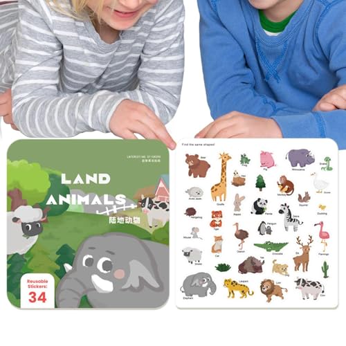 Adsfvs Wiederverwendbares Stickerbuch, süßes Stickerbuch,Multifunktionales pädagogisches Lernspielzeug für Kinder - Niedliche sensorische Spielzeuge, Wiederverwendbare Früherziehungsspielzeuge für von Adsfvs