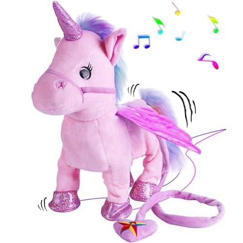 Adurello Singendes und gehendes Einhorn-Spielzeug, elektronisches Einhorn-Plüsch-Musikspielzeug, Geschenke für Kinder Mädchen Jungen von Adurello