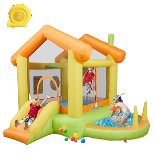 Kindereinflatable Sprungburg 10FT mit Lüfter – Innen- & Außeneinsatz Trocken-/Nassbetrieb Wasserpark-Sprunggerät mit Rutsche, Ocean Bällen, Wurfspielen, Spritzbecken & Basketballkorb Kindereinflatable Sprungburg 10FT mit Lüfter – Innen- & Außeneinsatz Trocken-/Nassbetrieb Wasserpark-Sprunggerät mit Rutsche, Ocean Bällen, Wurfspielen, Spritzbecken & Basketballkorb von AeasyG