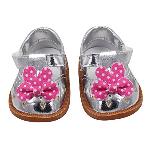 Aeromdale Puppen-Bogenschuhe, Cartoon-Schuhe für 45,7 cm große amerikanische Puppenmädchen, Puppen, 46 cm, Puppenzubehör, Spielzeug, Silber, 1 Paar von Aeromdale