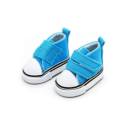 Aeromdale Puppenschuhe aus Segeltuch, einfarbig, 5 cm, Puppenschuhe mit Klebeband für 20 cm große Puppen, Mädchen, Spielzeug, Geschenk, Blau, 1 Paar von Aeromdale