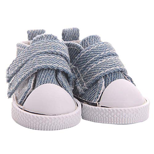 Aeromdale Puppe Leinwand Schuhe Einfarbig 5cm Schuhe mit Klebeband für 14,5 Zoll Puppe 1/6 Puppe Mädchen Spielzeug Geschenk - Denim Blau - 1 Paar von Aeromdale