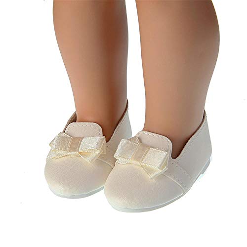 Aeromdale Puppe Schuhe Bogen Flache Schuhe für 18 Zoll Amerikanische Puppe Mädchen Puppen 46cm Puppe Zubehör Spielzeug - Weiß B - 1 Paar von Aeromdale