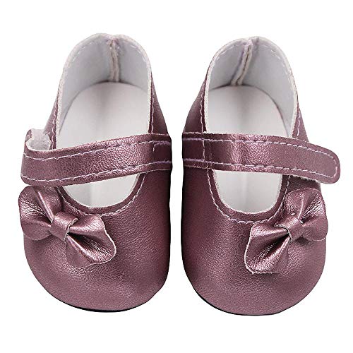 Aeromdale Puppenschuhe PU Schuhe mit Schleife für 45,7 cm American Doll Girls Puppen 46cm Puppenzubehör Spielzeug - Lila - 1 Paar von Aeromdale