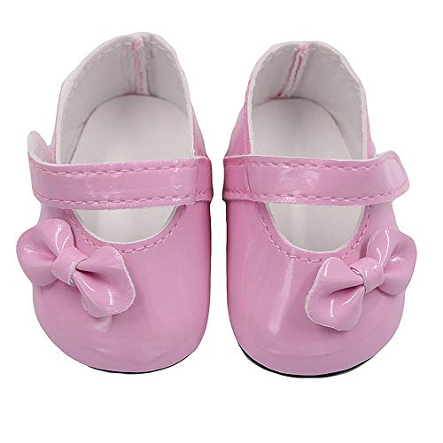 Aeromdale Puppenschuhe PU Schuhe mit Schleife für 45,7 cm American Doll Girls Puppen 46cm Puppenzubehör Spielzeug - Rosa - 1 Paar von Aeromdale