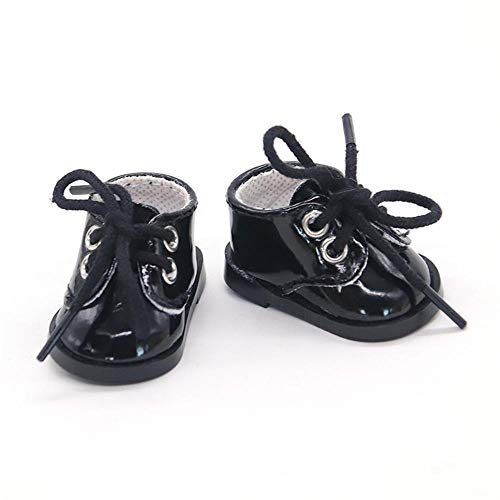 Aeromdale Puppe Schuhe PU Schuhe mit Schnürsenkel für 14 "Puppen 35cm Puppe Zubehör Spielzeug - Schwarz - 1 Paar von Aeromdale