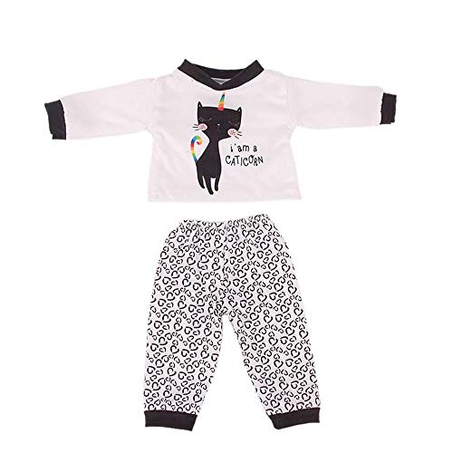 Aeromdale Puppenkleidung Langarm Top Hosen Set Tiermuster für 45.7 cm American Doll Girls 43cm Puppe Zubehör Spielzeug Nur Puppe Kostüm - Katze - 1 Set von Aeromdale