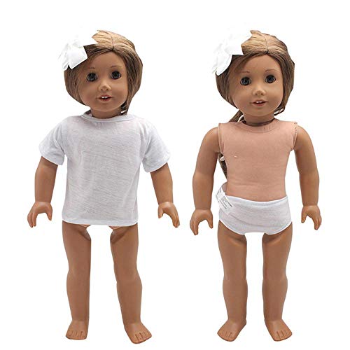 Aeromdale Puppenkleidung T-Shirt Höschen Set für 45.7 cm American Doll Girls 43cm Puppe Zubehör Spielzeug Kinder Nur Puppenkostüm - Weiß - 1 Set von Aeromdale