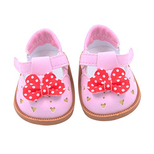 Aeromdale Puppen-Bogenschuhe, Cartoon-Schuhe für 45,7 cm große amerikanische Puppenmädchen, Puppen, 46 cm, Puppenzubehör, Spielzeug, Rosa, 1 Paar von Aeromdale