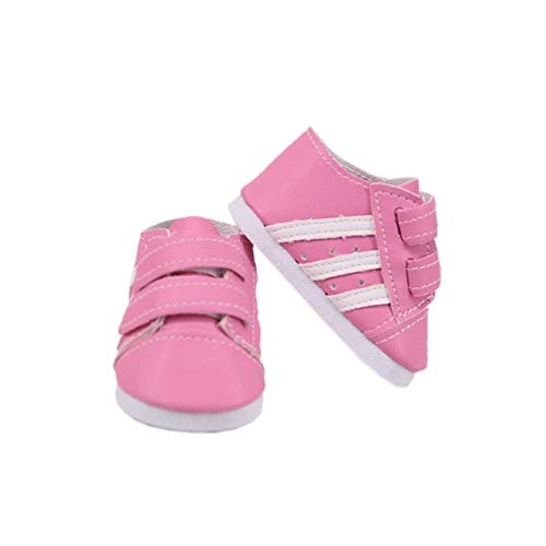 Aeromdale Puppenschuhe, gestreifte Sneaker, lässige Lazy Schuhe für 18-Zoll-amerikanische Puppen, Rosa, 1 Paar von Aeromdale