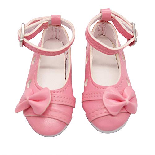 Aeromdale Puppenschuhe Bowknot Schuhe mit Absatz für 60 cm Puppen BJD Puppen Zubehör Spielzeug – Rosa – 1 Paar von Aeromdale