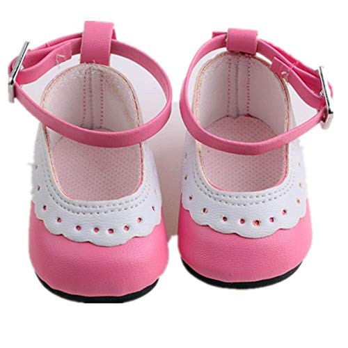 Aeromdale Puppenschuhe Flache Schuhe mit Spitze für 45.7 cm American Doll Girls 43cm Puppe Geschenke - Rose Red - 1 Paar von Aeromdale