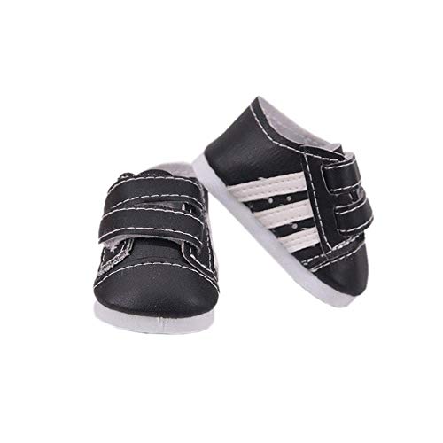 Aeromdale Puppenschuhe Gestreifte Sneakers Casual Lazy Schuhe für 18 Zoll American Doll Girls 43cm Puppe - Schwarz - 1 Paar von Aeromdale