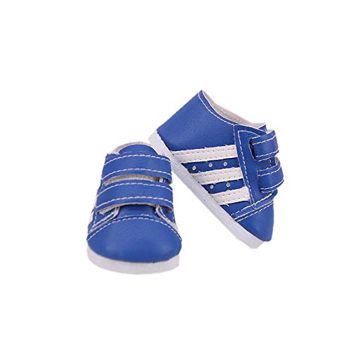 Aeromdale Puppenschuhe, gestreifte Sneaker, lässig, faule Schuhe für 45,7 cm große amerikanische Puppenmädchen, 43 cm große Puppe, Blau, 1 Paar von Aeromdale