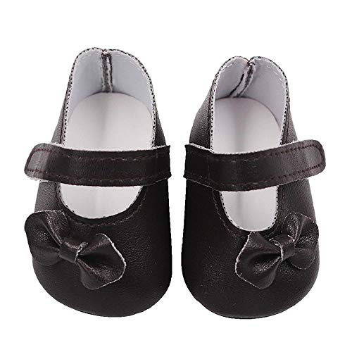 Aeromdale Puppenschuhe PU Schuhe mit Schleife für 45,7 cm American Doll Girls Puppen 46cm Puppenzubehör Spielzeug - Schwarz - 1 Paar von Aeromdale