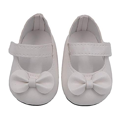 Aeromdale Puppenschuhe PU Schuhe mit Schleife für 45,7 cm American Doll Girls Puppen 46cm Puppenzubehör Spielzeug - Weiß - 1 Paar von Aeromdale