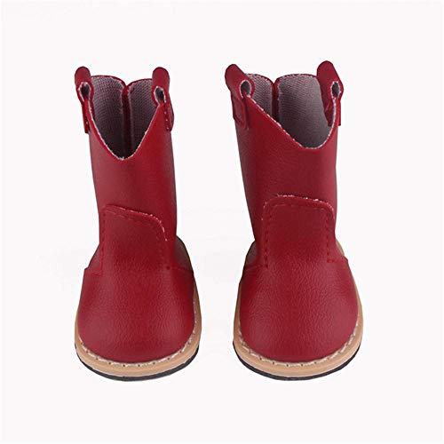 Aeromdale Puppenstiefel PU Schuhe für 45,7 cm American Doll Girls Puppen 46cm Puppenzubehör Spielzeug - Rot - 1 Paar von Aeromdale