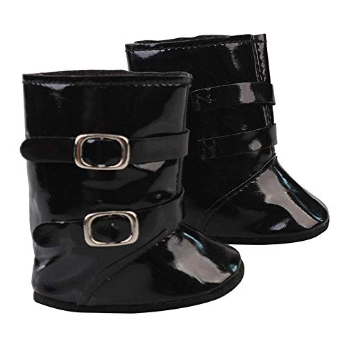 Aeromdale Puppen-PU-Stiefel, Schuhe für 45,7 cm amerikanische Puppenmädchen, Puppen, 46 cm, Puppenzubehör, Spielzeug, schwarz, 1 Paar von Aeromdale