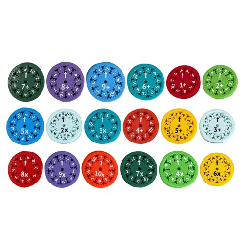 18 Stück Mathe-Fidget-Spinner, Mathe-Fakten-Fidget-Spinner, Mathe-Spinner-Spielzeug, lustiges Mathe-Lernspielzeug für Kinder zum Addieren, Subtrahieren, Multiplizieren und Divisionslernen von Aeutwekm