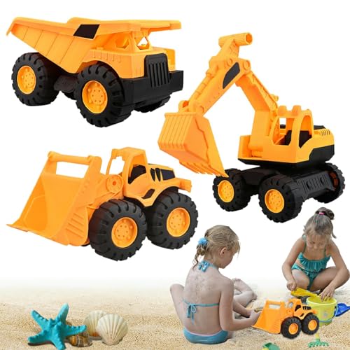 Afenau 3-Teiliges Bagger Spielzeug Set, Bagger Sandkasten, Dumper Spielzeug, Bulldozer Spielzeug, Baustellen Fahrzeuge Spielzeug, Baustellenfahrzeuge Kinder Sandkasten, Kinder Weihnachten Geschenkset von Afenau