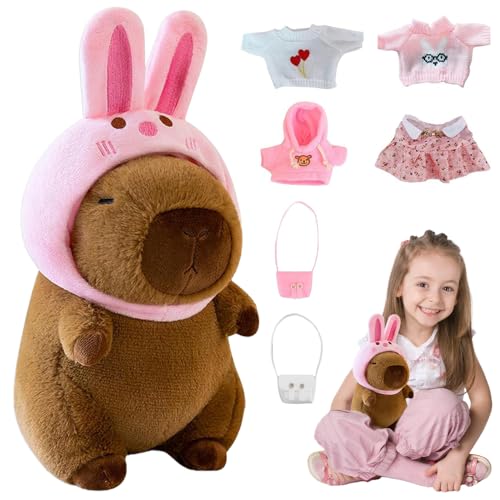 Afenau Capybara Plüschtier, 25cm Capybara Kuscheltier mit Kleidung und Accessoires, Niedlich Snackles Capybara, Wasserschwein Kuscheltier für Junge, Mädchen, Geschenk Afenau Capybara Plüschtier, 25cm Capybara Kuscheltier mit Kleidung und Accessoires, Niedlich Snackles Capybara, Wasserschwein Kuscheltier für Junge, Mädchen, Geschenk von Afenau