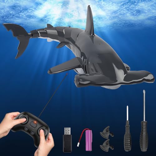 Afenau Ferngesteuerter Hai, 2.4GHz Ferngesteuertes Hai Spielzeug mit Licht, Simulation Ferngesteuertes Boot Hai für Pool Lake Pond Garden, Hai Boot Ferngesteuert für 6+ Jahre Jungen Mädchen, Grau Afenau Ferngesteuerter Hai, 2.4GHz Ferngesteuertes Hai Spielzeug mit Licht, Simulation Ferngesteuertes Boot Hai für Pool Lake Pond Garden, Hai Boot Ferngesteuert für 6+ Jahre Jungen Mädchen, Grau von Afenau