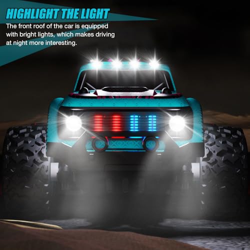 Afenau Ferngesteuertes Auto, Ferngesteuerter Monstertruck mit LED-Lichtern, 2.4GHz Wasserdicht Remote Control Car mit 2 Akku, Rc Monstertruck, 1:20 Großer RC Auto Offroad für Kinder und Erwachsene von Afenau