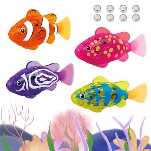 Afenau Robo Fish, 4 Stück Robo Fische für Kinder mit Leuchtende, Wiederverwendbare Elektrische Fische, Schwimmende Fische Spielzeug für Pool mit Batterie, Fisch Badewanne Spielzeug Elektrisch Afenau Robo Fish, 4 Stück Robo Fische für Kinder mit Leuchtende, Wiederverwendbare Elektrische Fische, Schwimmende Fische Spielzeug für Pool mit Batterie, Fisch Badewanne Spielzeug Elektrisch von Afenau
