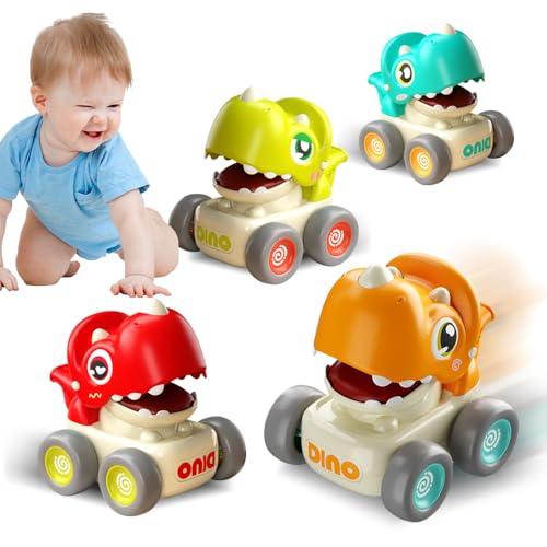 Afenau Spielzeug Autos, 4 Stück Aufziehauto mit Pfeift, Drücken und Los Auto Kinder Spielzeug, Baby Auto Spielzeug für Jungen und Mädchen, Geburtstagsgeschenk von Afenau