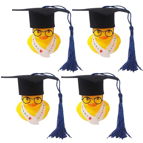 Akademiker Badeente, Afenau 4PCS Lustige Akademiker Ente mit Doktorhut, Lustige Akademiker Badeente, Geschenke für Bachelor Abschluss, Abschluss Geschenk, Promotion Geschenk, Prüfungen Abschlussfeier von Afenau