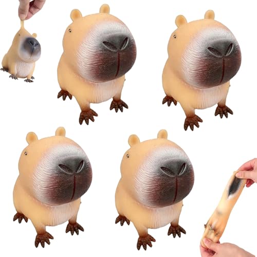 Capybara Anti Stress Spielzeug, Afenau 4 Stück Antistressball Capybara, Soft Capybara Sachen, Stressball Capybara, Stress Squeeze Spielzeug, Squeeze Spielzeug Geschenke für Erwachsene und Kinder von Afenau