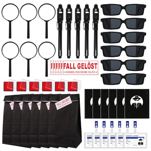 Detektiv Set Kinder, Afenau 48 STK Detektiv Geburtstag mit Agentenbrille, Notizbuch, Lupe, Detektivausweis, Tasche, Stempelkissen, UV-Stift, Aufkleber, Detektiv Kindergeburtstag für Rollenspiel Detektiv Set Kinder, Afenau 48 STK Detektiv Geburtstag mit Agentenbrille, Notizbuch, Lupe, Detektivausweis, Tasche, Stempelkissen, UV-Stift, Aufkleber, Detektiv Kindergeburtstag für Rollenspiel von Afenau