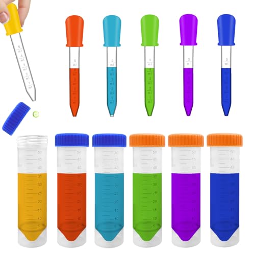 Pipetten Kinder, Reagenzgläser und Pipetten Jumbo Reagenzgläser Für Kinder Pipette Kinder Pipetten Wasserspiel Bildungsspielzeug Home Experimente Wissenschaft Kits für Jungen Mädchen (12-Pack) von AffeGifts