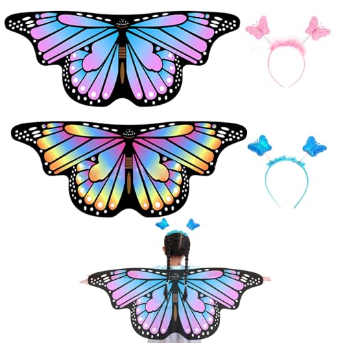 Schmetterlingsflügel Kinder, Schmetterling Kostüm Kinder mit Stirnband Feenflügel Kinder Schmetterling Umhang Kinder Schmetterling Flügel für Mädchen Fancy Kleid Party Play 3-8 Jahre Alt (Blaurosa) von AffeGifts