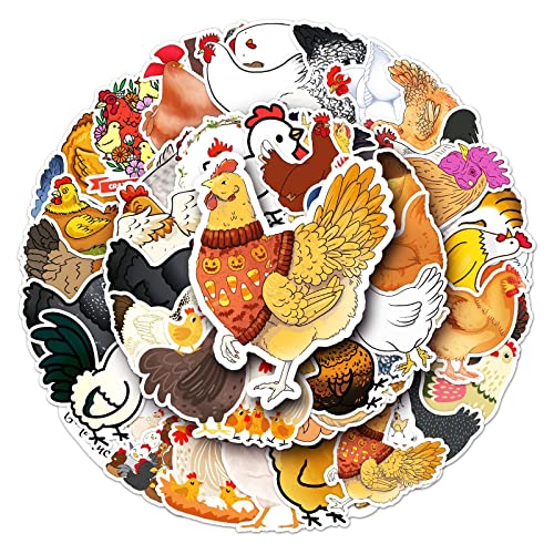 Huhn Aufkleber für Laptop (50 PCS),Geschenk für Kinder Jugendliche Erwachsene Jungen,Chicken Stickers Wasserdicht Vinyl Aufkleber für Scrapbook,Skateboard,Auto,Gepäck von Affoto