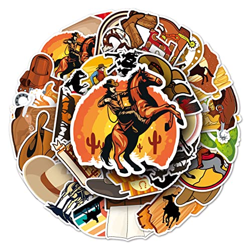 Western Cowboy Aufkleber für Laptop (50 PCS),Geschenk für Kinder Jugendliche Erwachsene Jungen,Western Cowboy Stickers Wasserdicht Vinyl Aufkleber für Scrapbook,Skateboard,Auto,Gepäck von Affoto