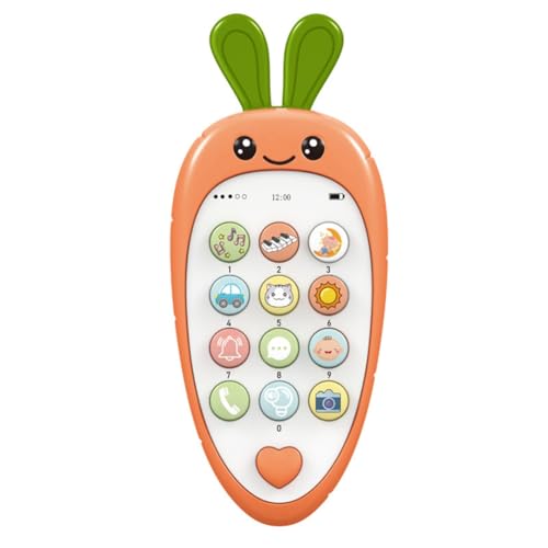 Aflytep Baby-Handy-Spielzeug mit Früherziehung und Musik, Lernpädagogisches Fake-Telefon für Kinder, Sensorisches Spielzeug für Kinder, Orange von Aflytep